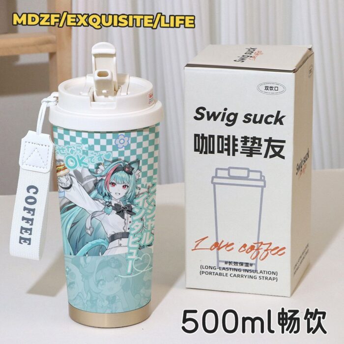 NTE Mint Lacrimosa Blue Uniform Dual Drink Insulated Cup | nte.global NTE グッズ 이환 굿즈 | Mint, NTE 민트, NTE ミント, Lacrimosa, NTE 라크리모사, NTE ラクリモーサ