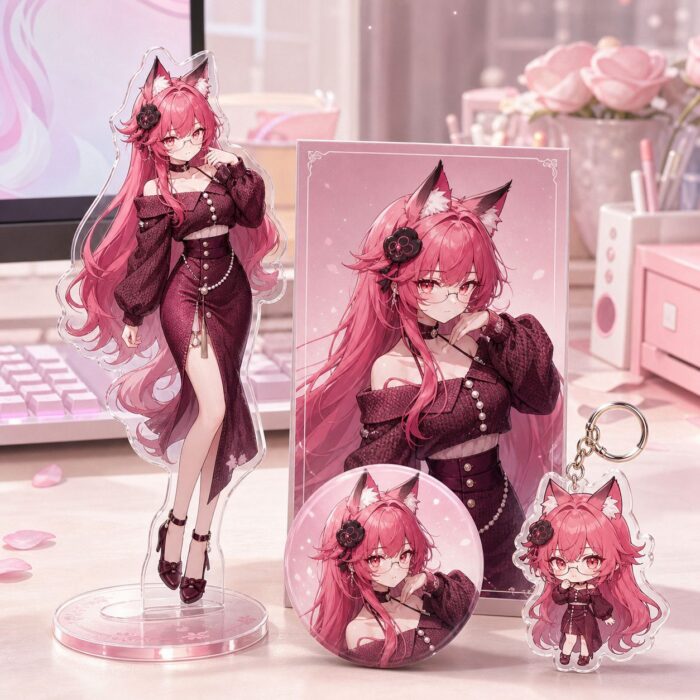 NTE Nanally Burgundy Dress Acrylic Standee and Accessories | nte.global NTE グッズ 이환 굿즈 | Nanally, NTE 나나리, NTE ナナリ