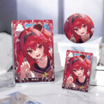 NTE Nanally Red Portrait Glitter Acrylic Block and Badge - Large Block, Small Block and Badge Set
