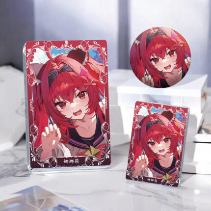 NTE Nanally Red Portrait Glitter Acrylic Block and Badge - Large Block, Small Block and Badge Set